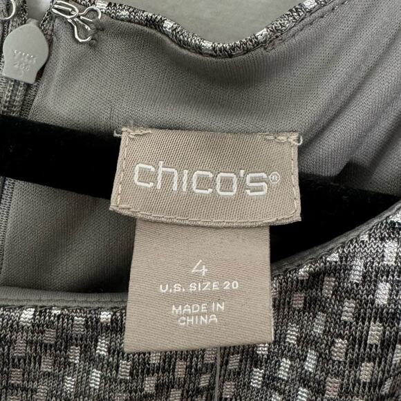 CHICO’S / metallic silver foiled dot 3/4 sleeve formal party dress / 20 l - Picture 5 of 9